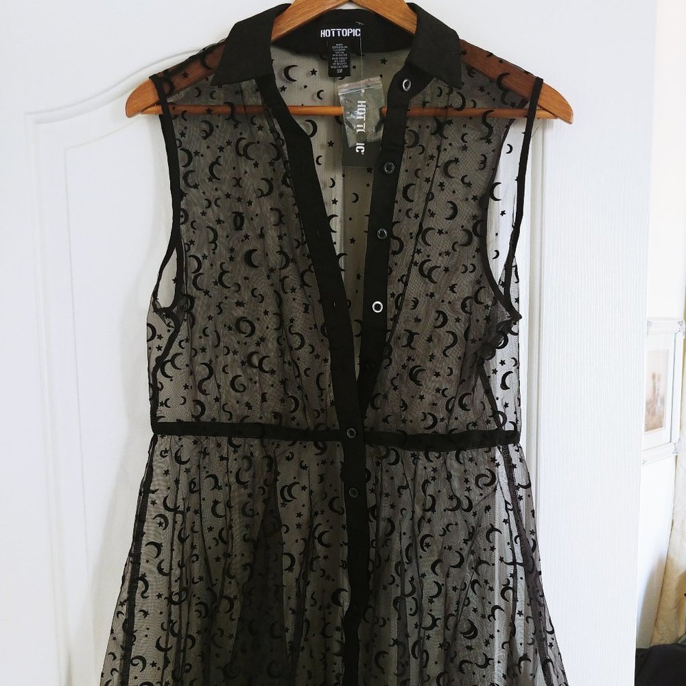 Hot Topic - Sheer Button-up Moon Dress Cover